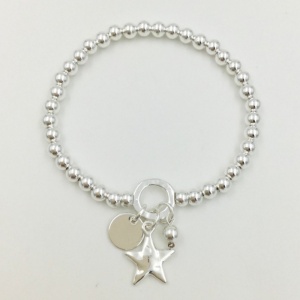 Star Disc Beaded Bracelet - Silver